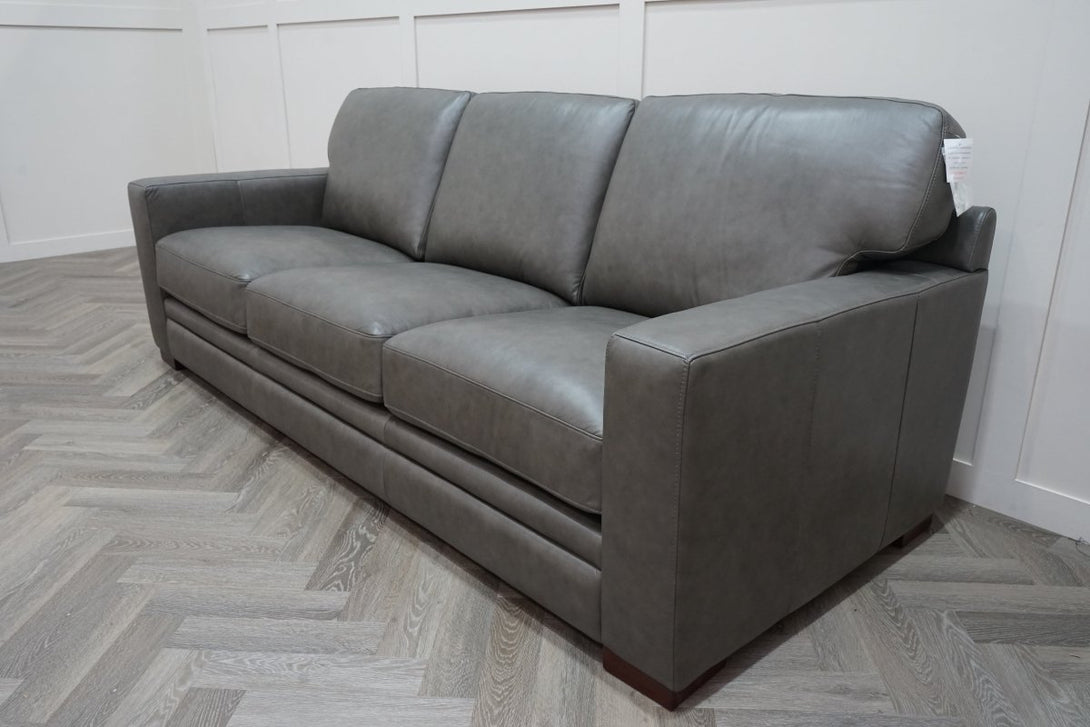 At The Helm Chatsworth 3 Seater Leather Sofa, Grey