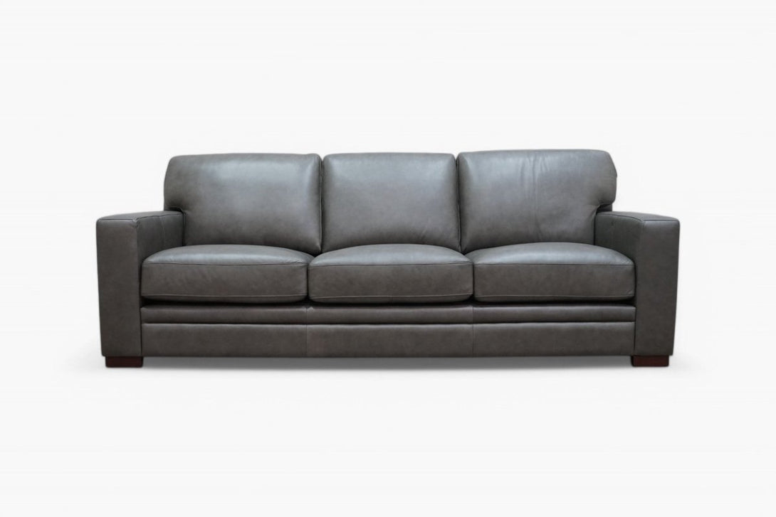 At The Helm Chatsworth 3 Seater Leather Sofa, Grey