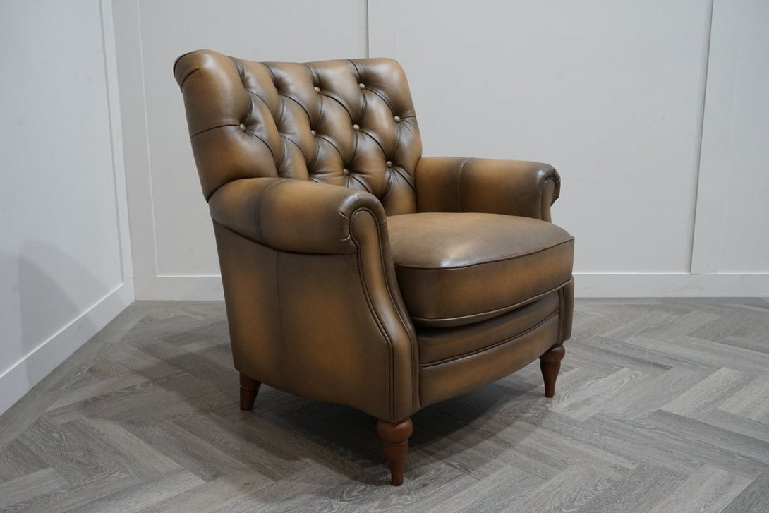 At The Helm Columbus Accent Leather Armchair, Caramel Brown