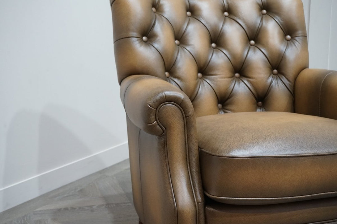 At The Helm Columbus Accent Leather Armchair, Caramel Brown