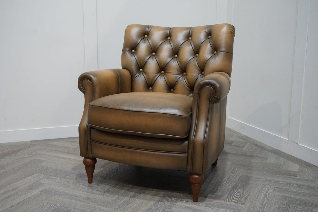 At The Helm Columbus Accent Leather Armchair, Caramel Brown