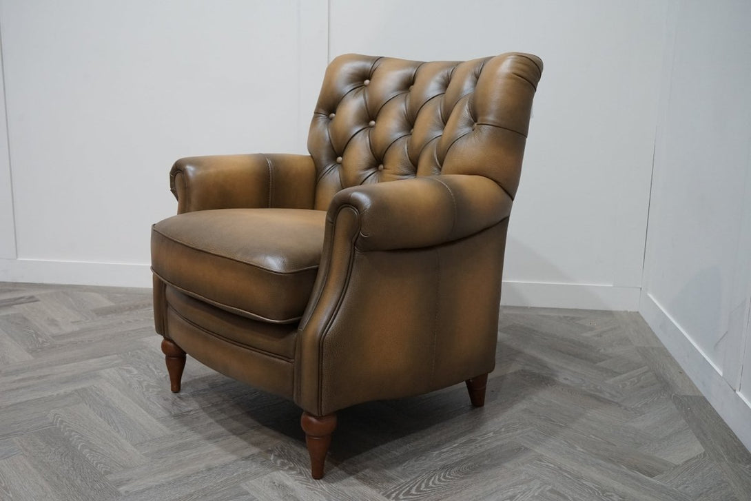 At The Helm Columbus Accent Leather Armchair, Caramel Brown