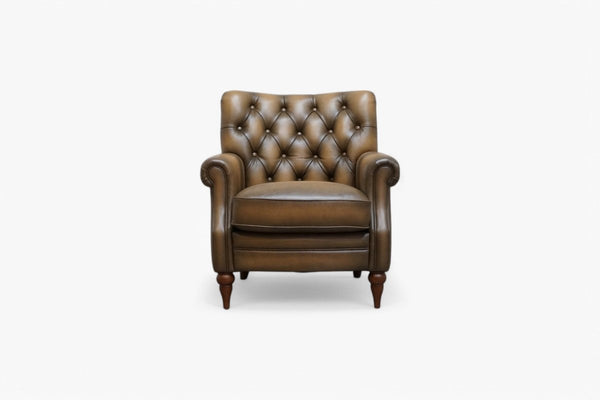 At The Helm Columbus Accent Leather Armchair, Caramel Brown