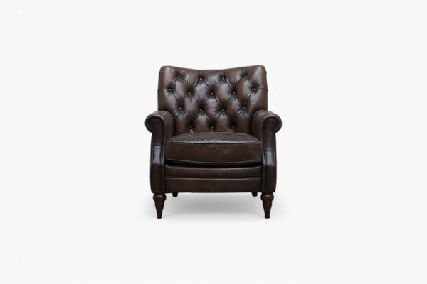 At The Helm Columbus Accent Leather Armchair, Cracked Dark Brown