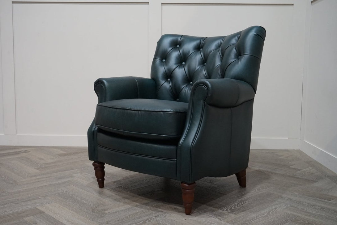 At The Helm Columbus Accent Leather Armchair, Emerald Green