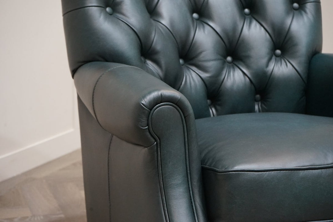 At The Helm Columbus Accent Leather Armchair, Emerald Green