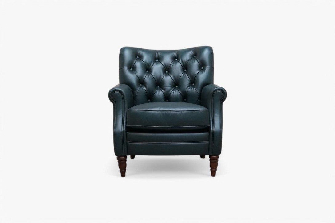 At The Helm Columbus Accent Leather Armchair, Emerald Green