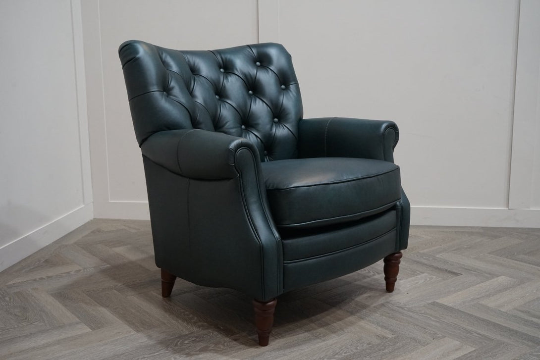 At The Helm Columbus Accent Leather Armchair, Emerald Green