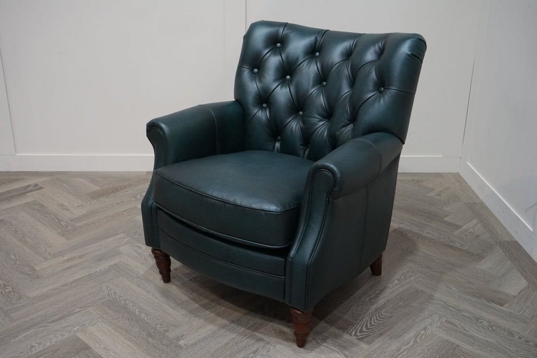 At The Helm Columbus Accent Leather Armchair, Emerald Green