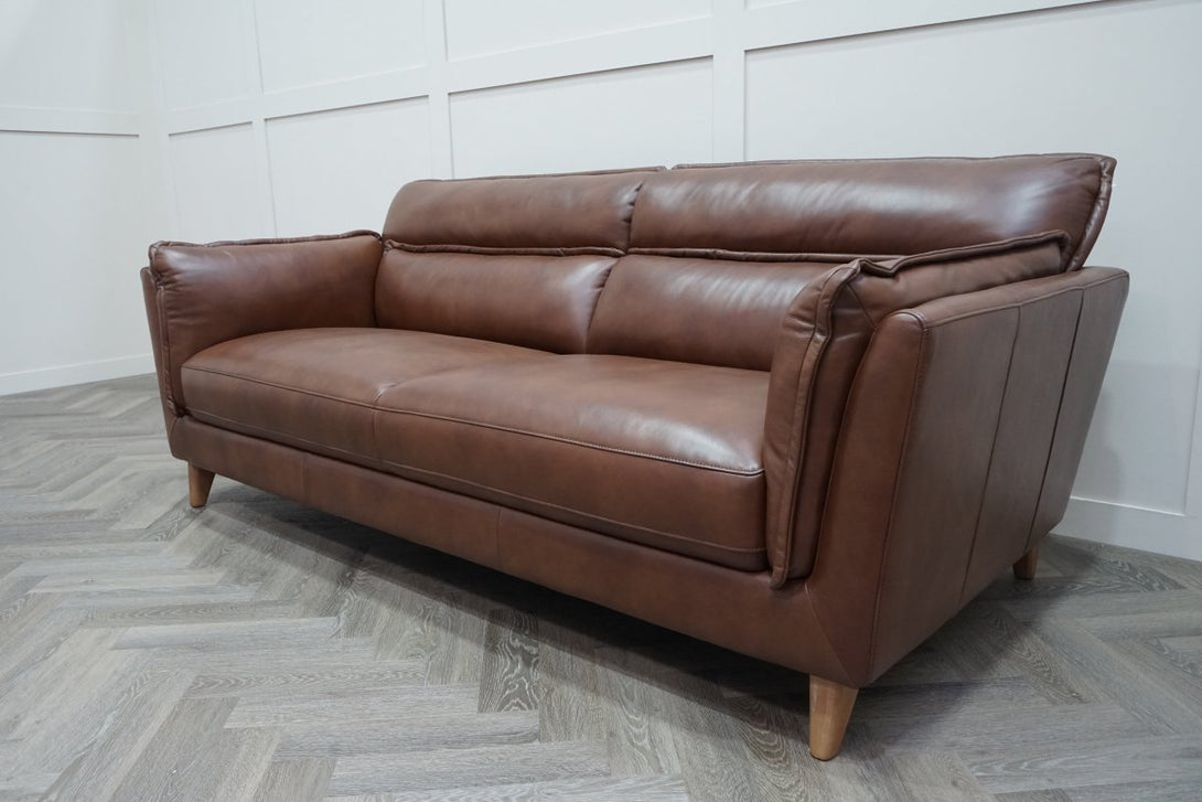 At The Helm Ellen Large 3 Seater Leather Sofa, Tabacco