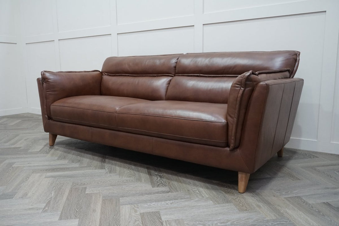 At The Helm Ellen Large 3 Seater Leather Sofa, Tabacco