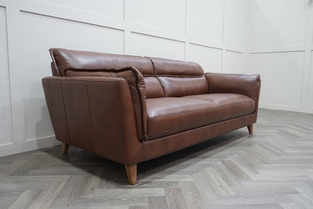 At The Helm Ellen Large 3 Seater Leather Sofa, Tabacco