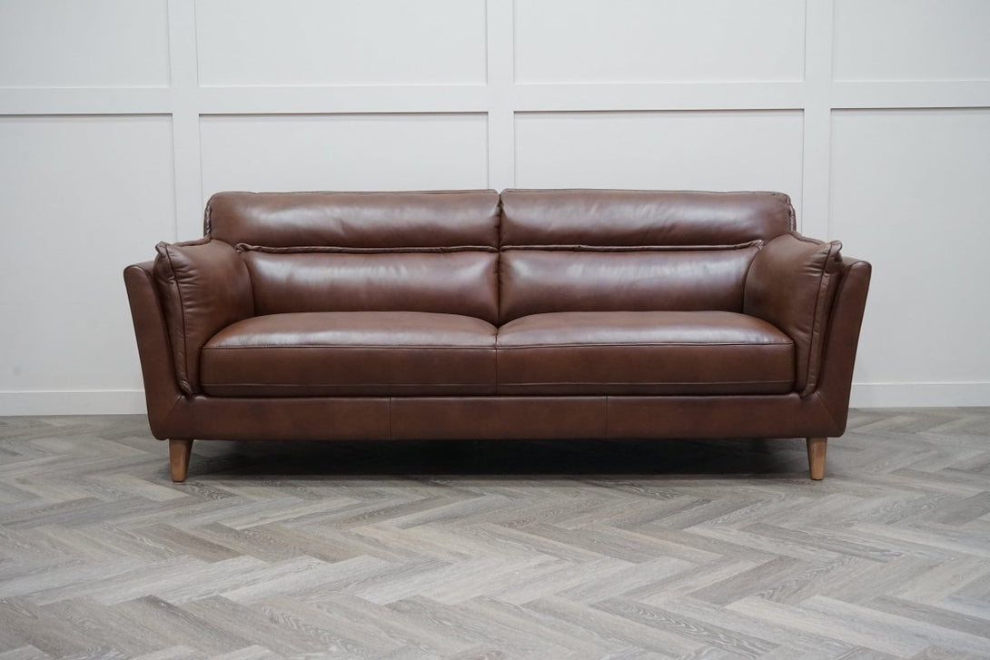 At The Helm Ellen Large 3 Seater Leather Sofa, Tabacco