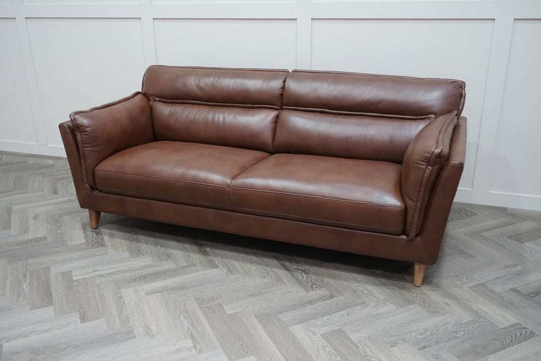 At The Helm Ellen Large 3 Seater Leather Sofa, Tabacco