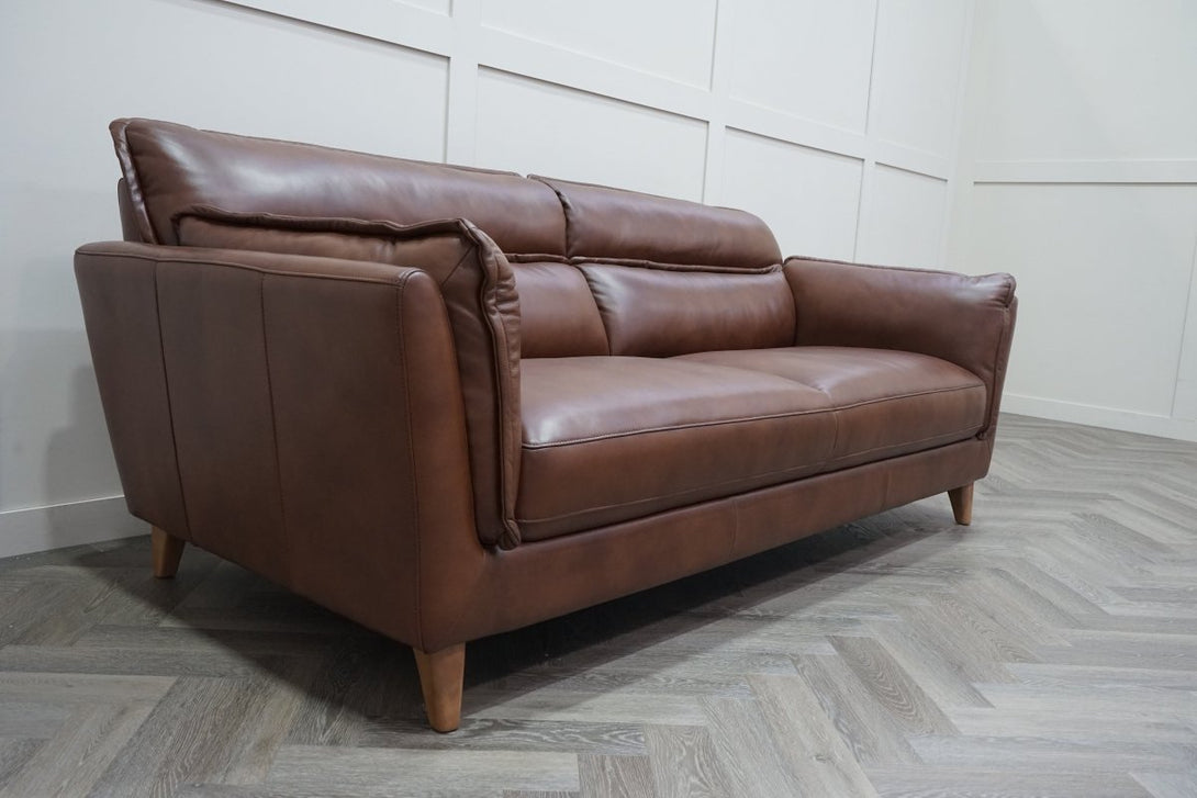 At The Helm Ellen Large 3 Seater Leather Sofa, Tabacco