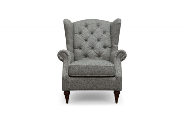 At The Helm Evelyn Wing Armchair, Mottled Heather