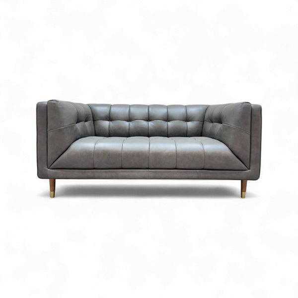 At The Helm Grace Medium 2 Seater Leather Sofa, Adventurer Gorge Grey