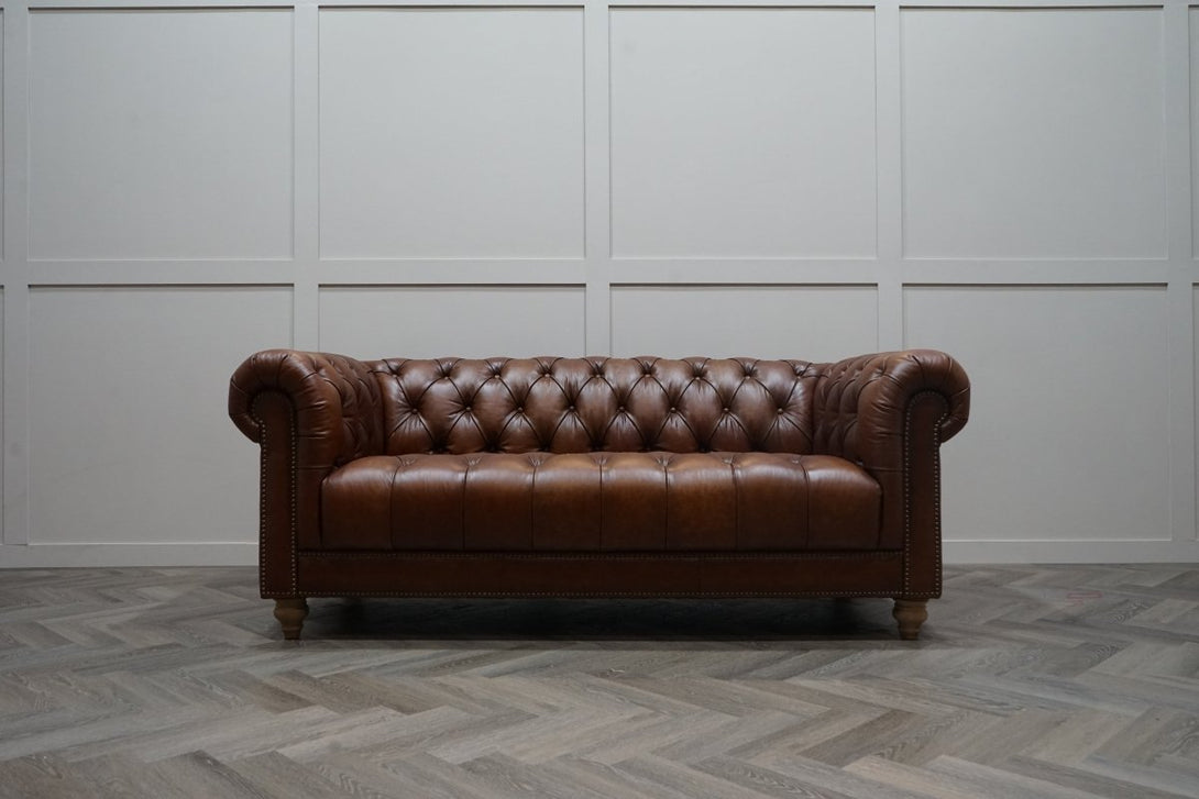 At The Helm Kensington Leather 3 Seater Sofa, Distressed Nut