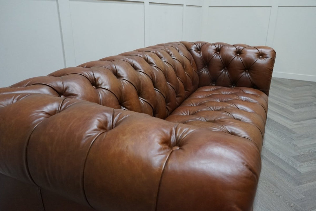 At The Helm Kensington Leather 3 Seater Sofa, Distressed Nut