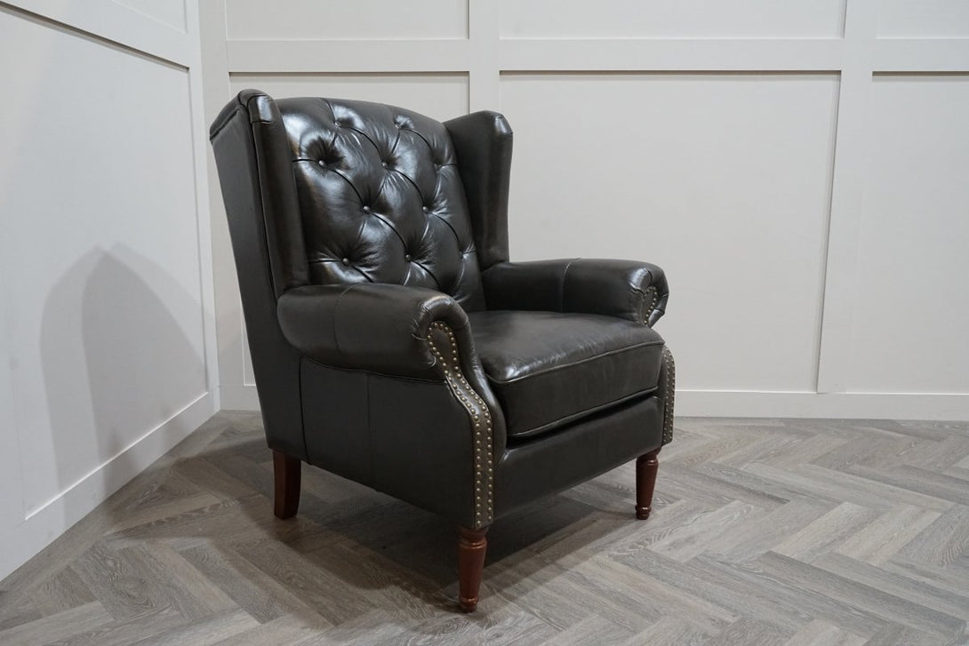 At The Helm Kensington Wing Leather Armchair, Vintage Tabac