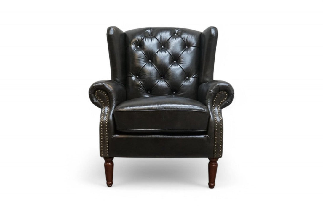 At The Helm Kensington Wing Leather Armchair, Vintage Tabac