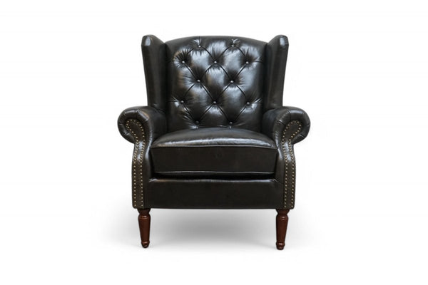 At The Helm Kensington Wing Leather Armchair, Vintage Tabac