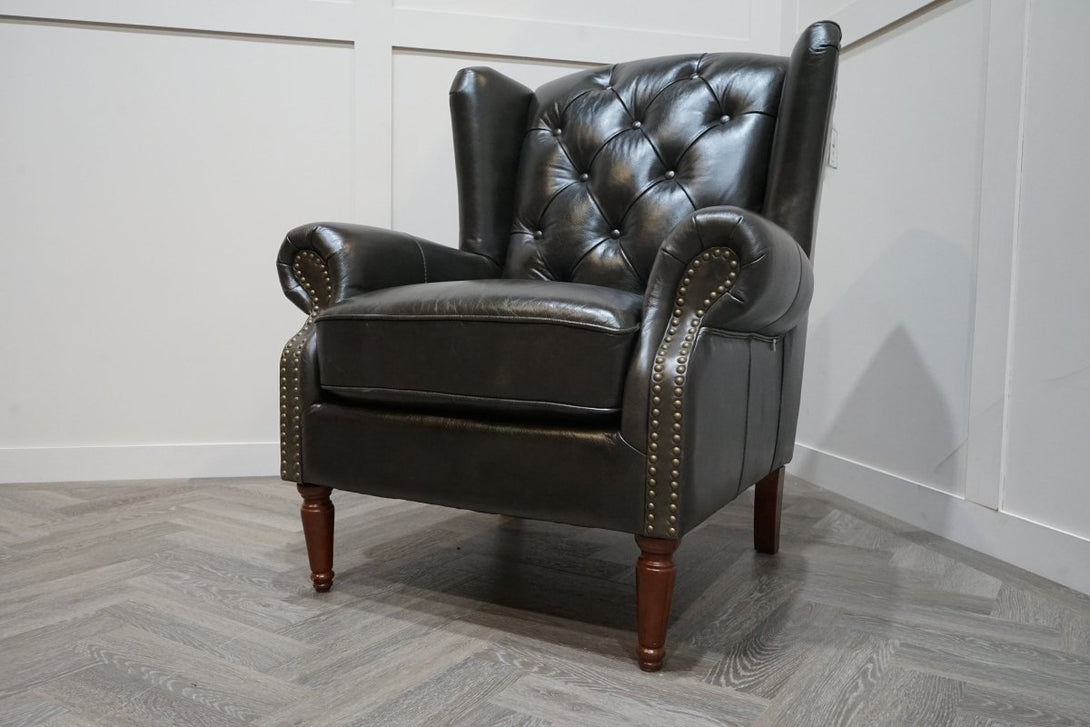 At The Helm Kensington Wing Leather Armchair, Vintage Tabac