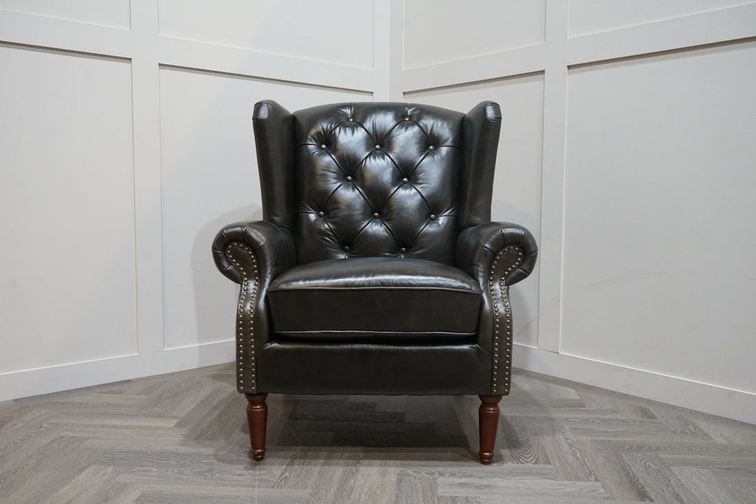 At The Helm Kensington Wing Leather Armchair, Vintage Tabac