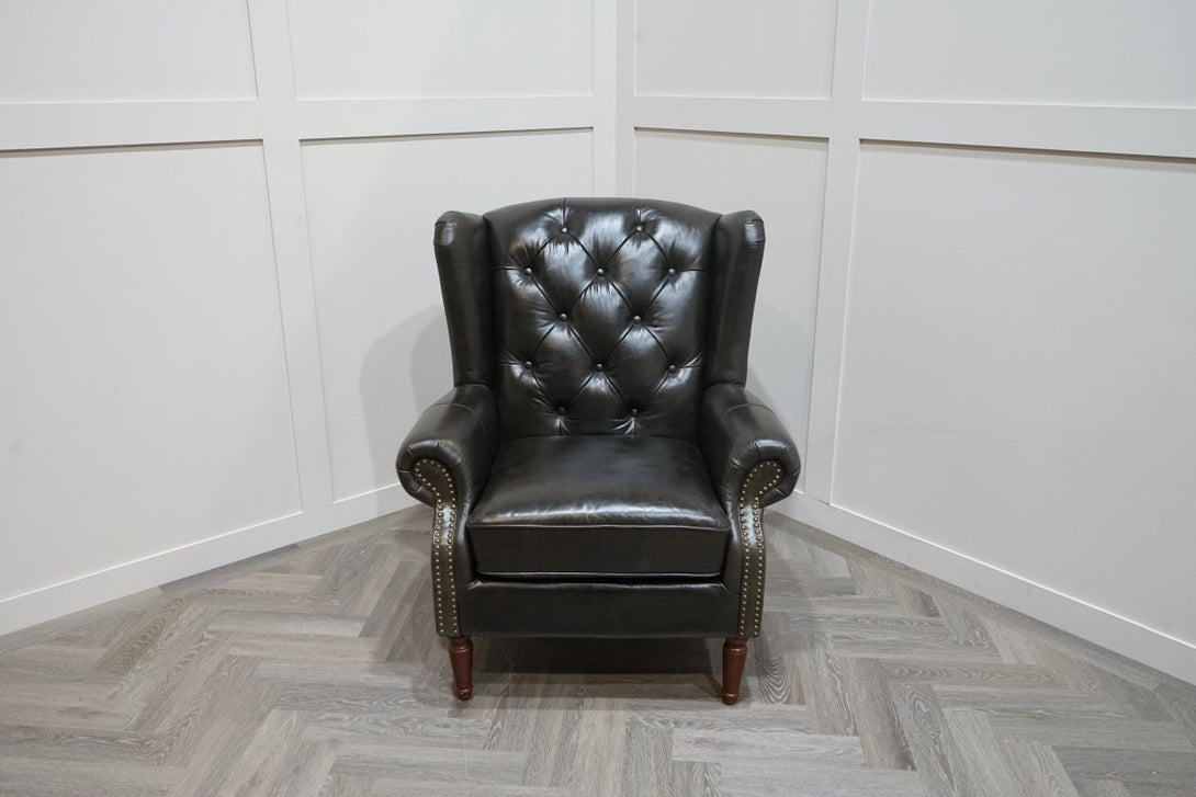 At The Helm Kensington Wing Leather Armchair, Vintage Tabac