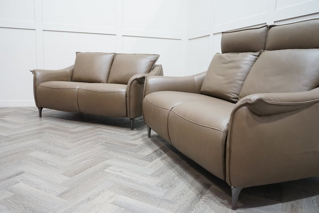 At The Helm Maddox 2 + 2 Seater Leather Sofa, Mocha