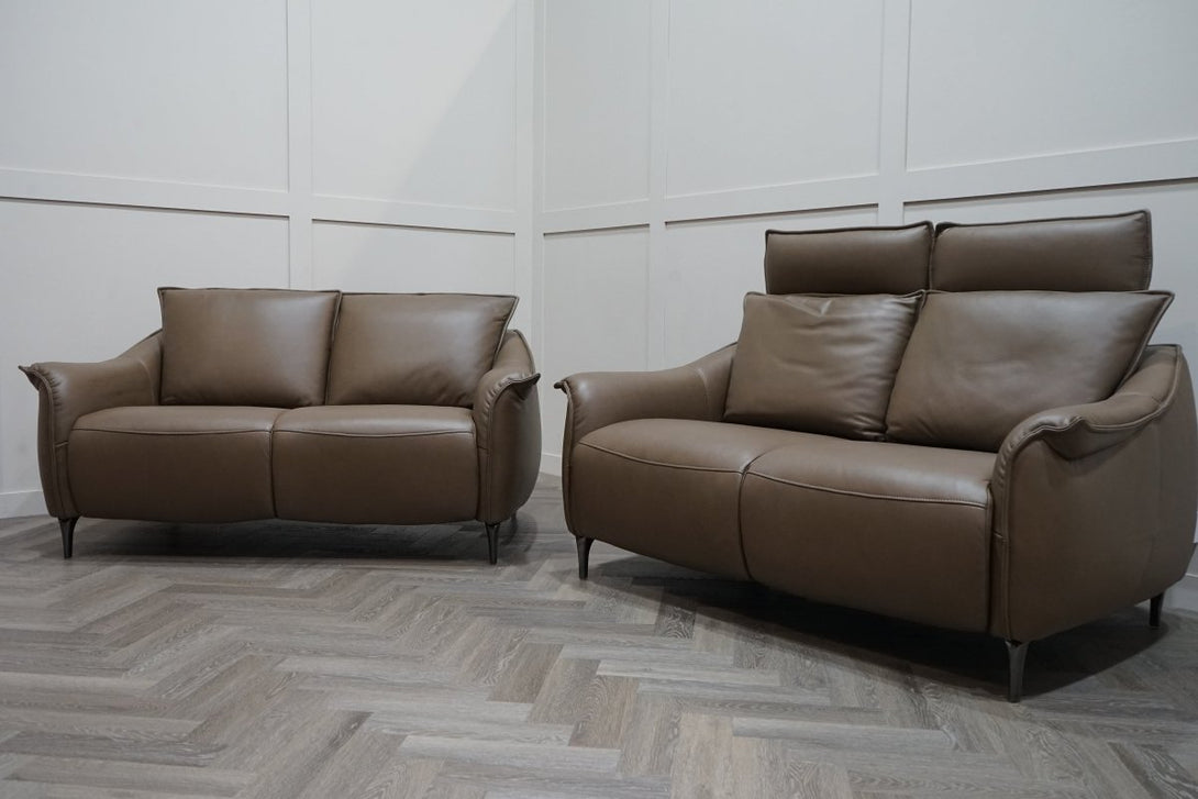 At The Helm Maddox 2 + 2 Seater Leather Sofa, Mocha