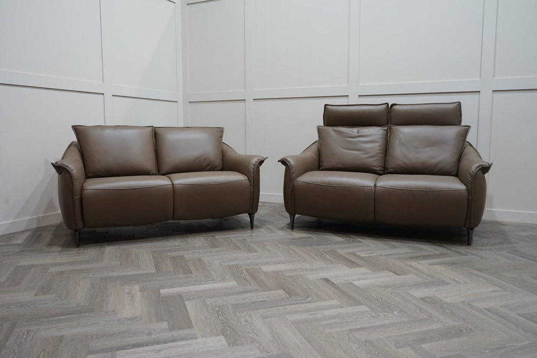 At The Helm Maddox 2 + 2 Seater Leather Sofa, Mocha