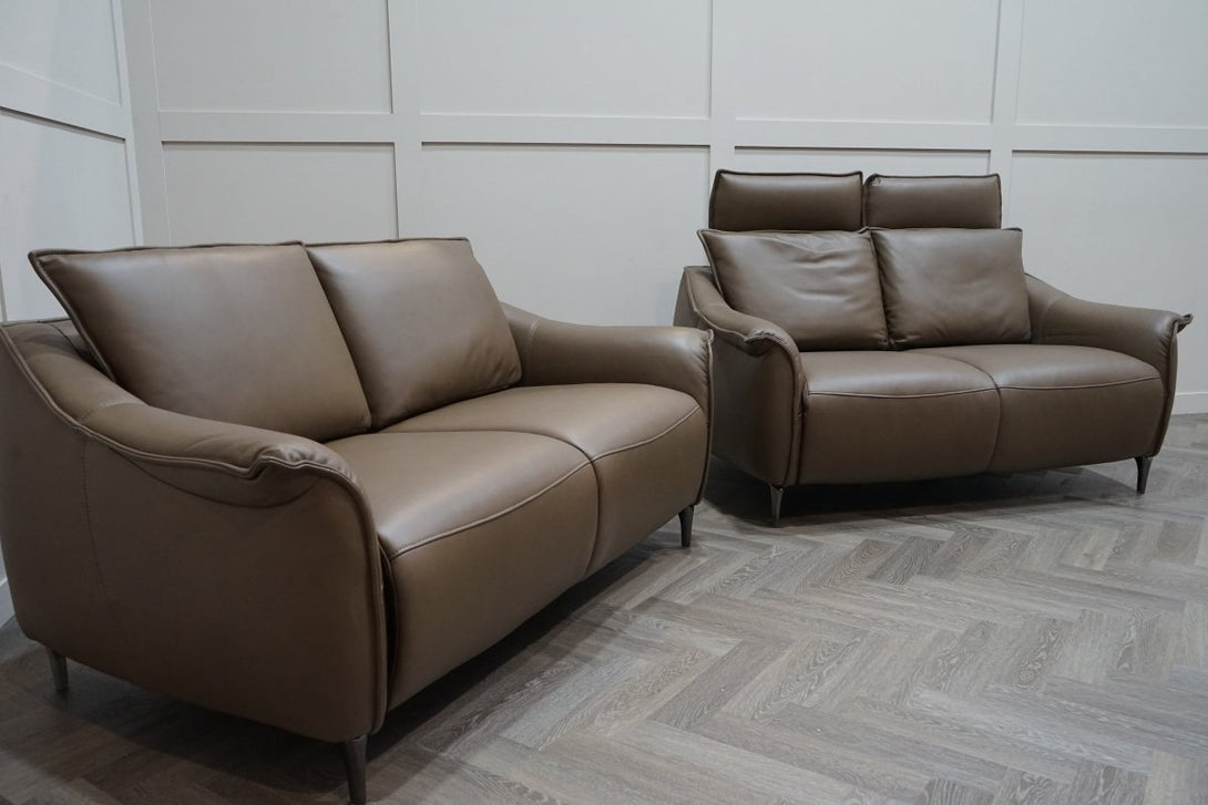 At The Helm Maddox 2 + 2 Seater Leather Sofa, Mocha