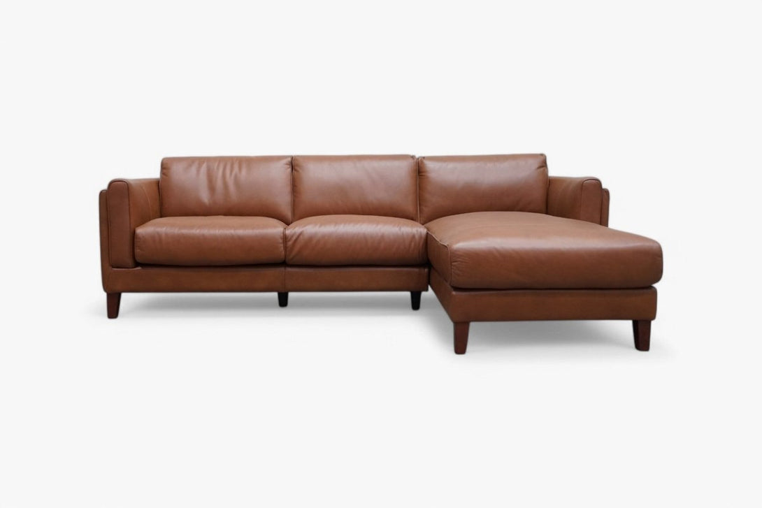 At The Helm Pacer RHF Leather Chaise Sofa, Nutmeg