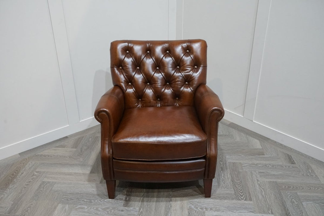 At The Helm Professor Leather Accent Chair, Windsor Brown