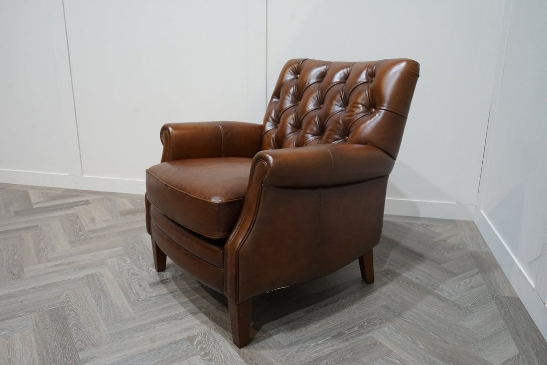 At The Helm Professor Leather Accent Chair, Windsor Brown