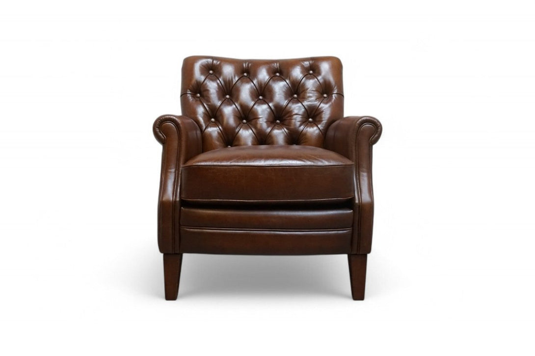 At The Helm Professor Leather Accent Chair, Windsor Brown