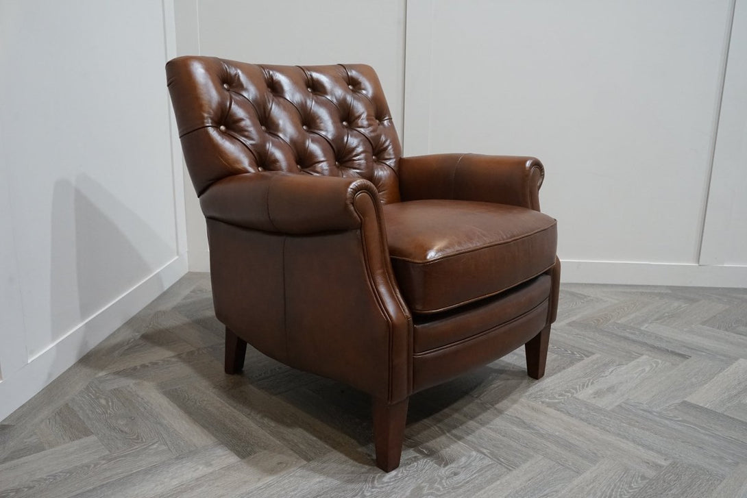 At The Helm Professor Leather Accent Chair, Windsor Brown