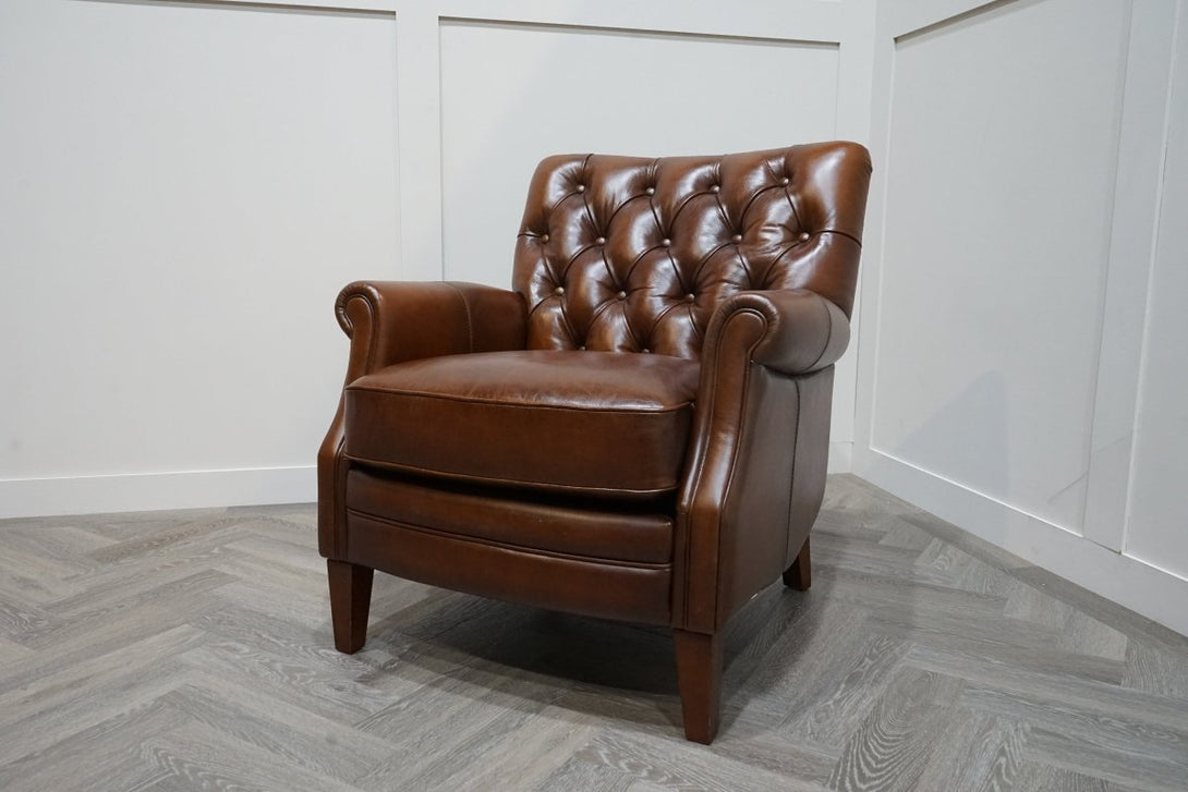 At The Helm Professor Leather Accent Chair, Windsor Brown