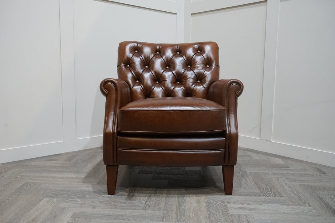 At The Helm Professor Leather Accent Chair, Windsor Brown