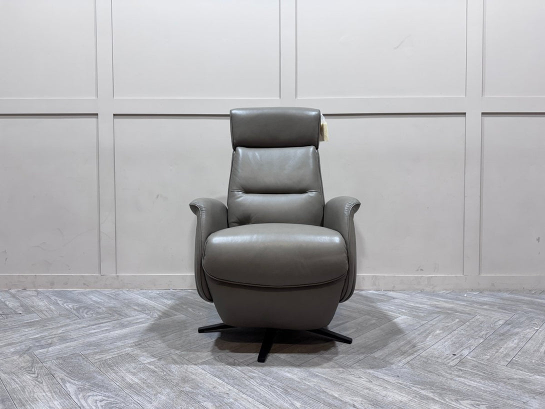 At The Helm Rana Power Reclining Leather Armchair, Explorer Grey