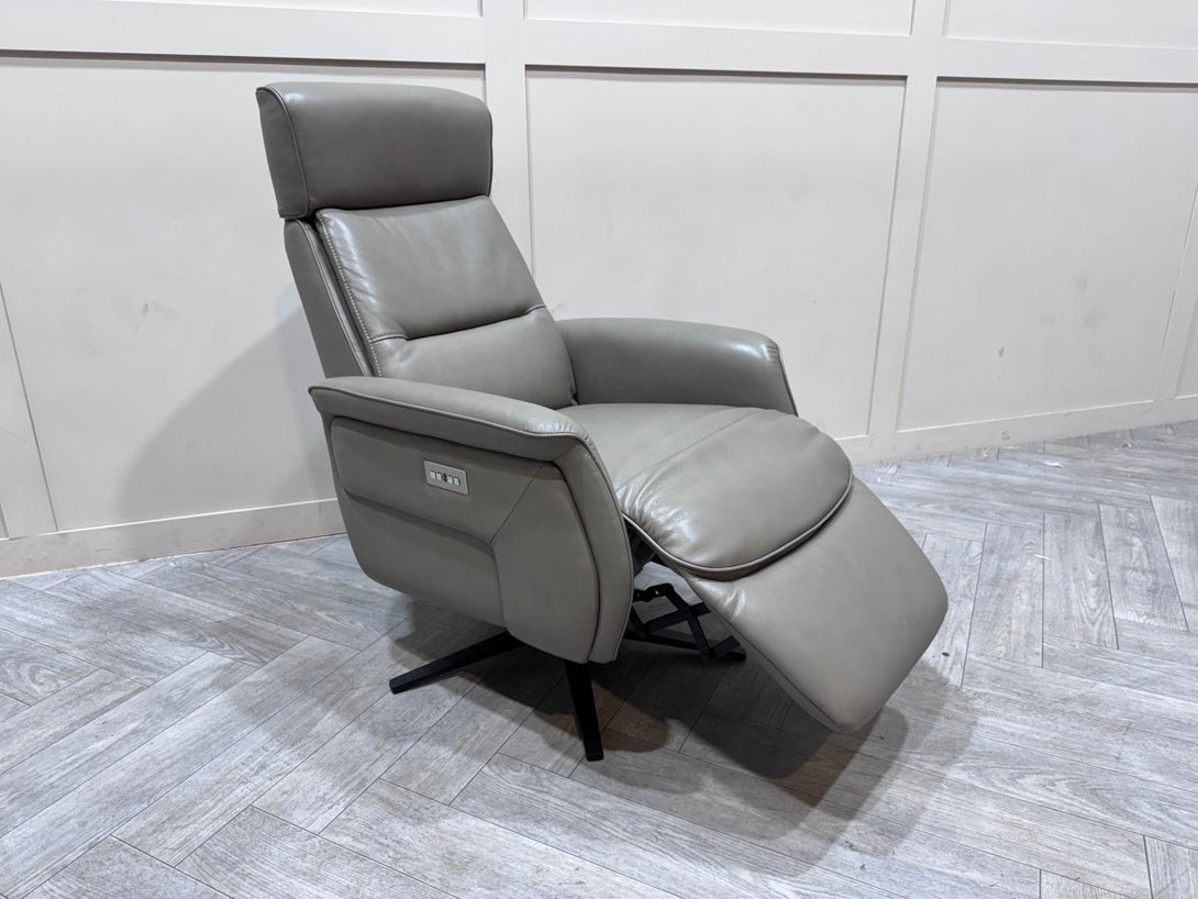 At The Helm Rana Power Reclining Leather Armchair, Explorer Grey