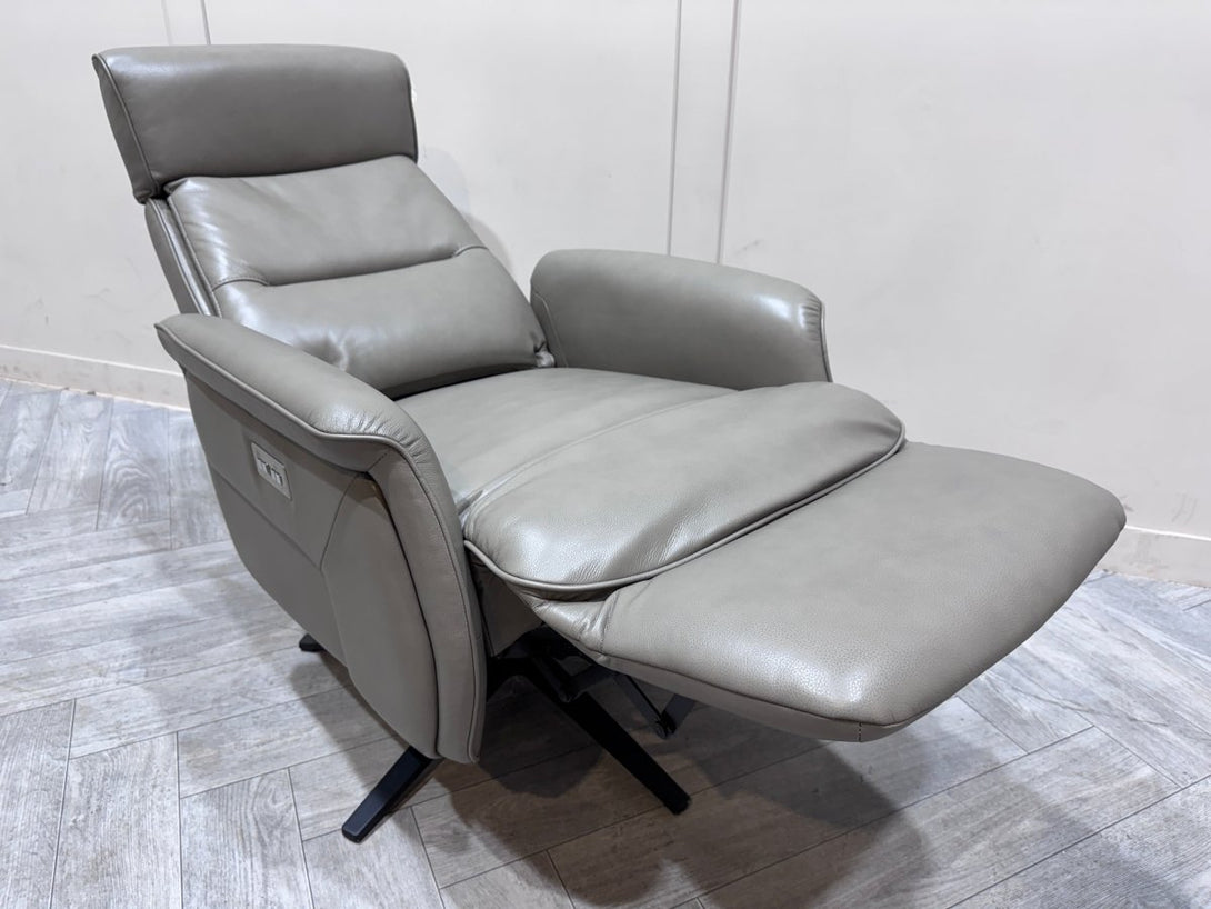 At The Helm Rana Power Reclining Leather Armchair, Explorer Grey