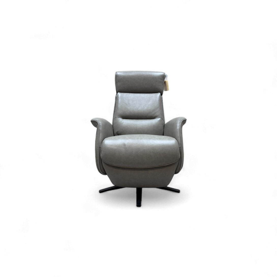 At The Helm Rana Power Reclining Leather Armchair, Mottled Grey