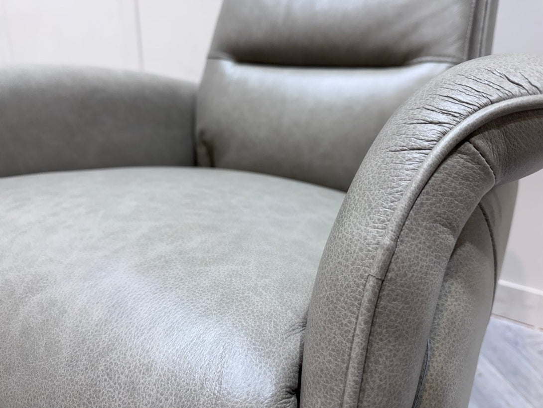 At The Helm Rana Power Reclining Leather Armchair, Mottled Grey