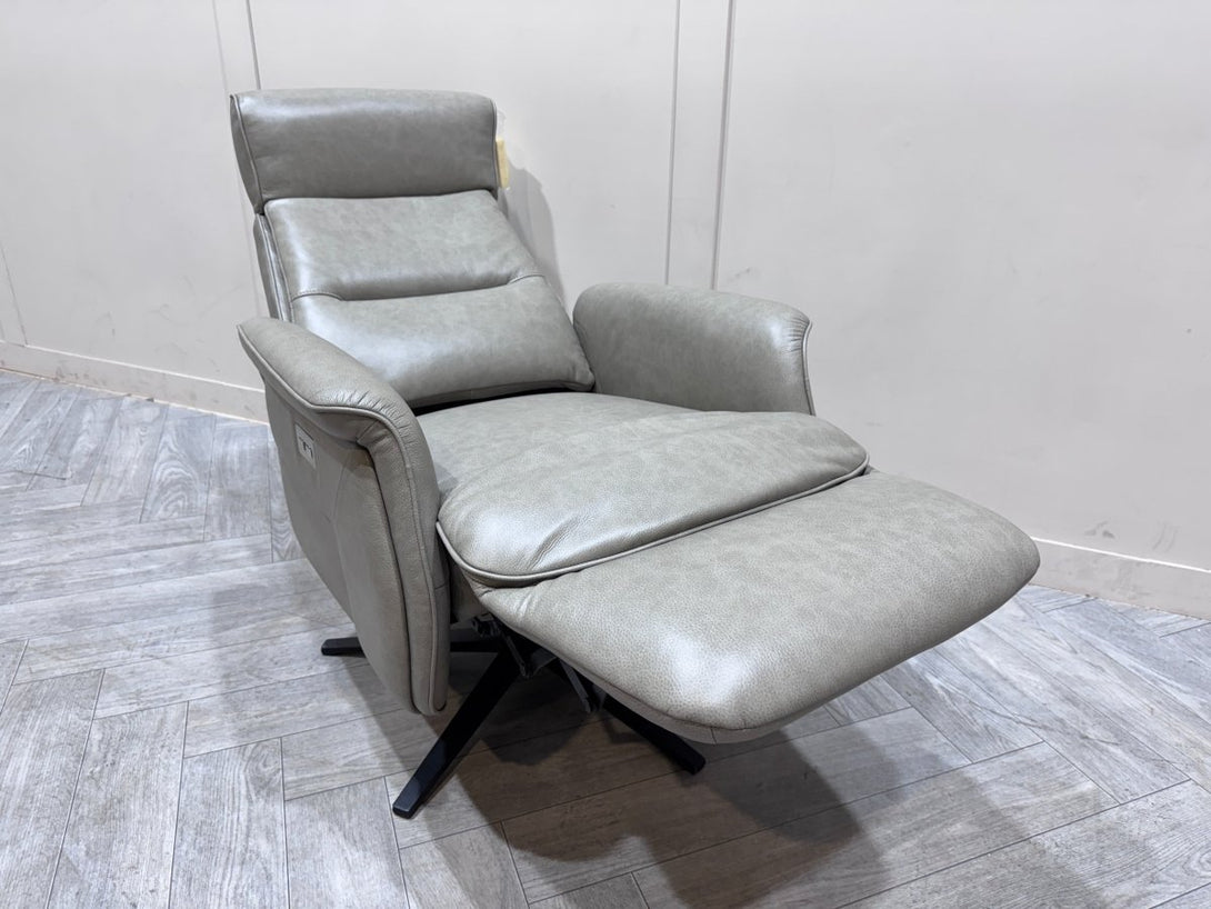 At The Helm Rana Power Reclining Leather Armchair, Mottled Grey