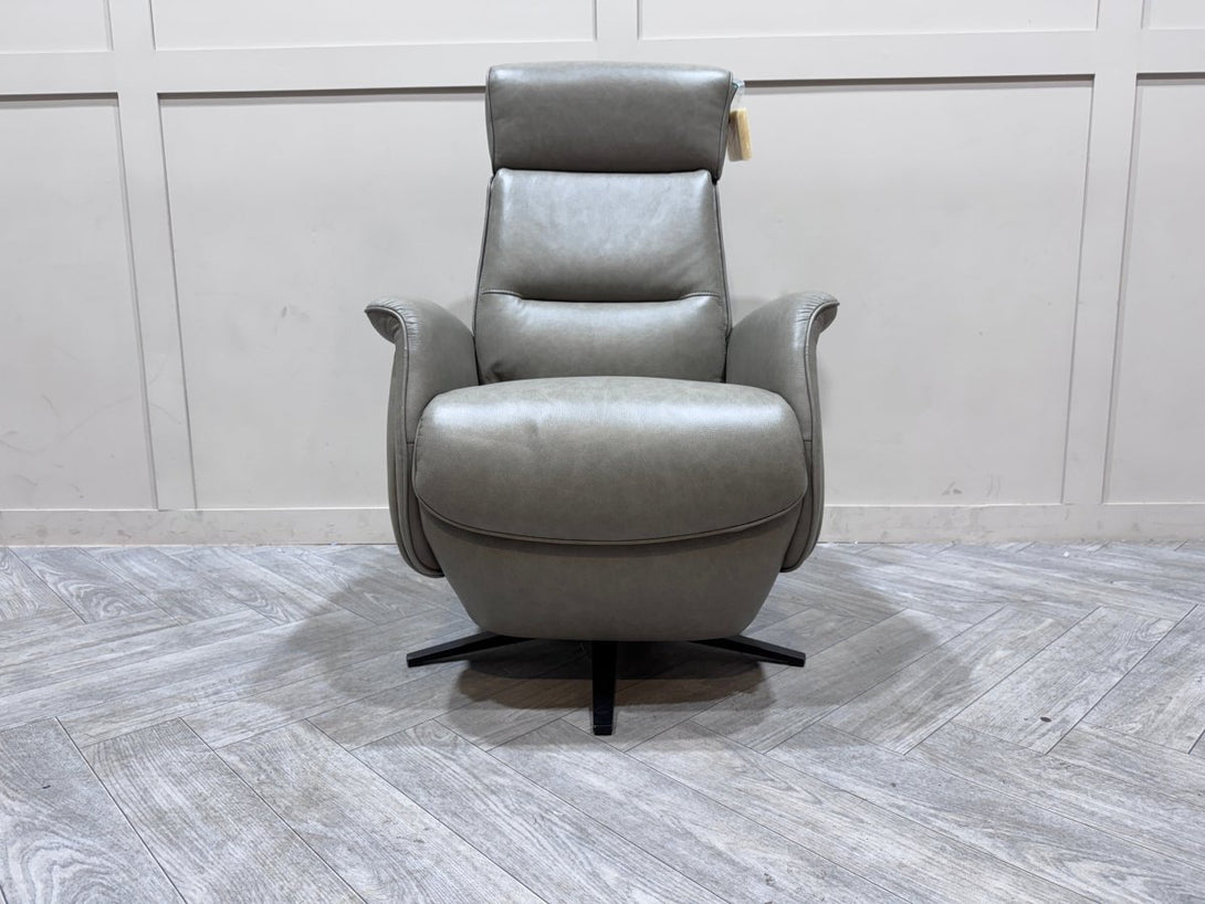 At The Helm Rana Power Reclining Leather Armchair, Mottled Grey