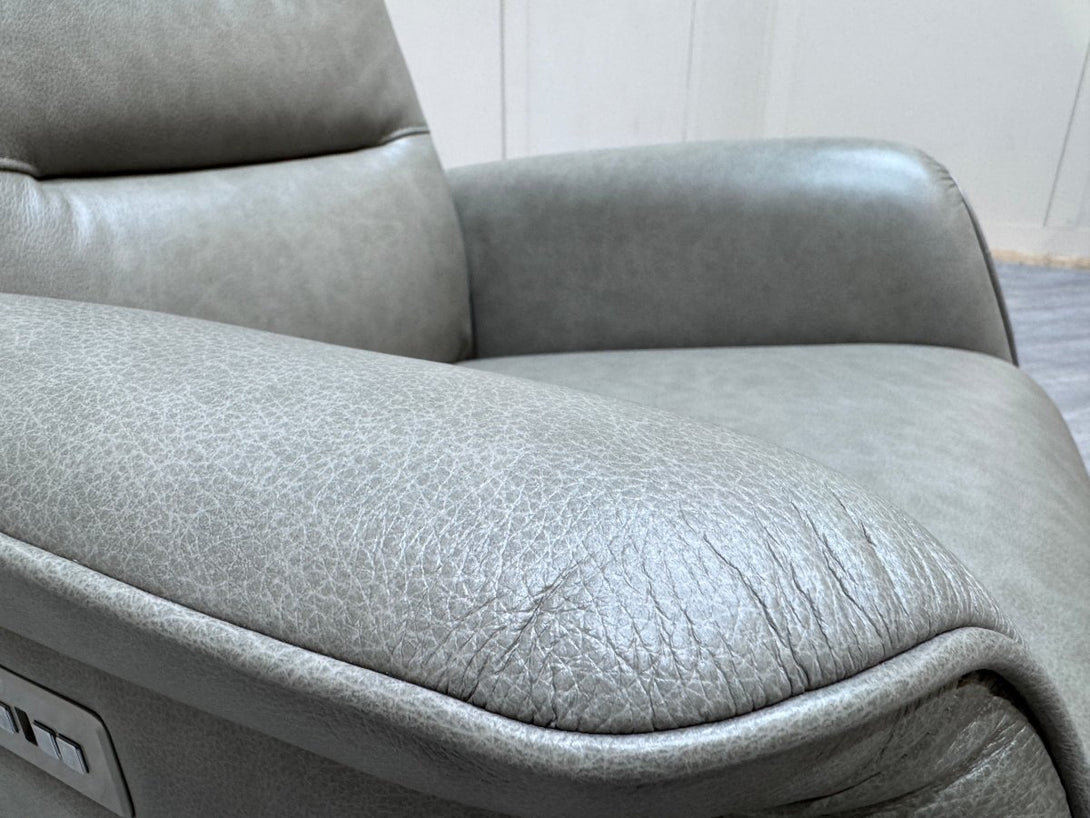 At The Helm Rana Power Reclining Leather Armchair, Mottled Grey