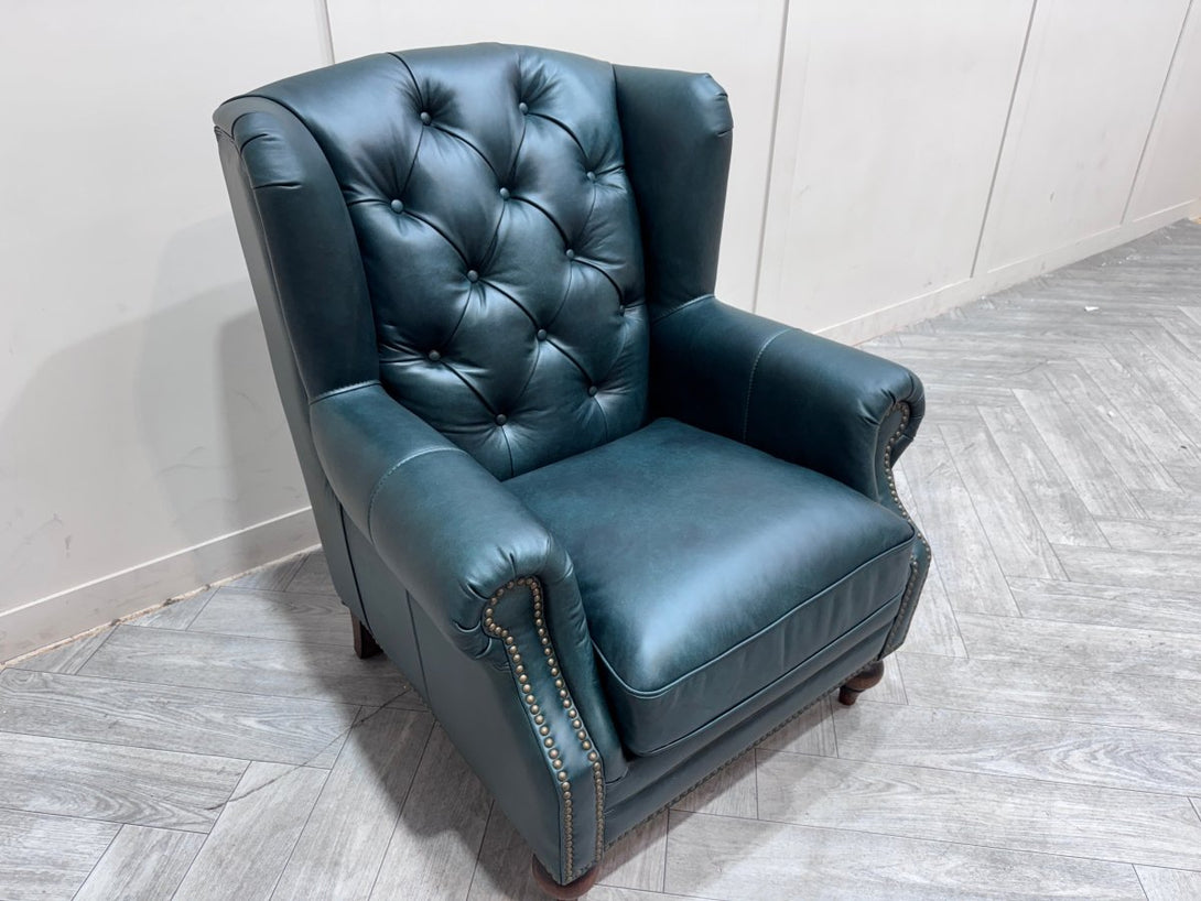 At The Helm Shackleton Leather Wing Chair, Emperor Jade