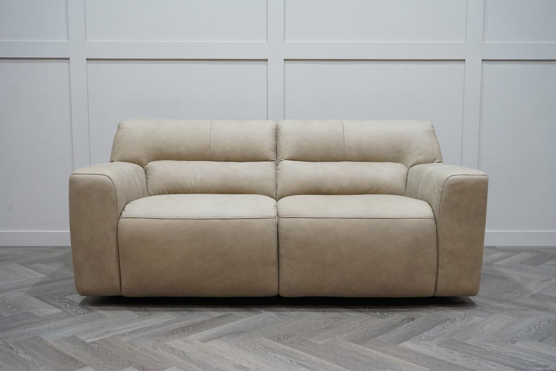 At The Helm Sophia 2 Seater Leather Sofa, Sandstone